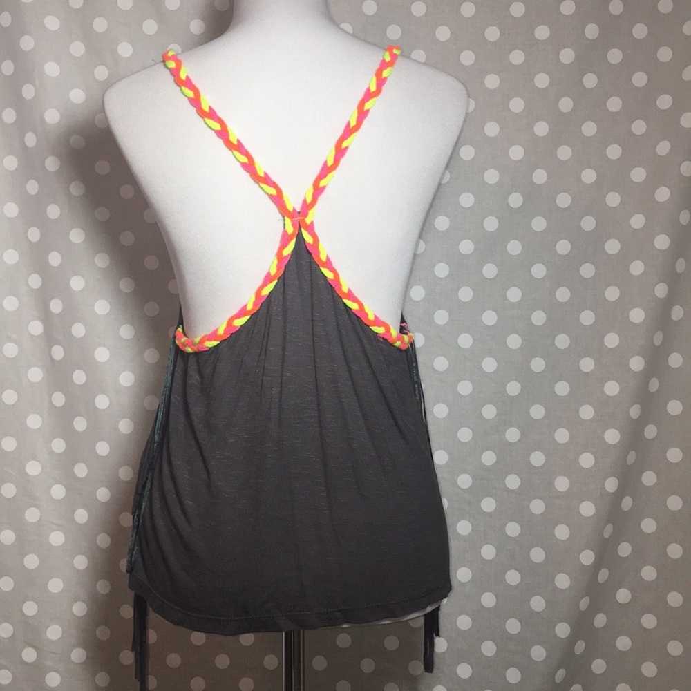 Braided racer back fringed tank